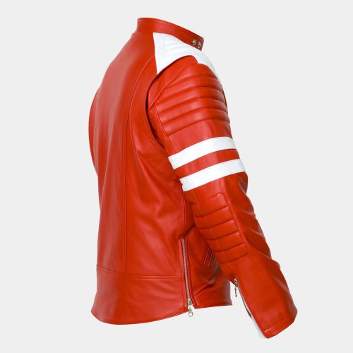 Sheepskin Super Hero Celebrities Leather Jackets Red  Excellent Quality Celebrities Leather Jackets Free Shipping