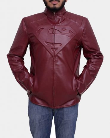 Superman Smallville Red Leather Jackets Celebrities Leather Jackets Free Shipping