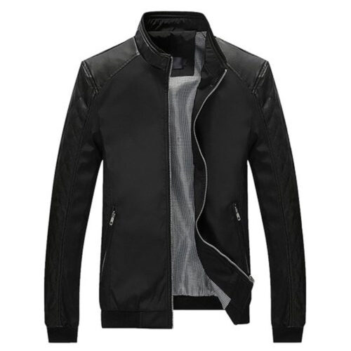 Tanming Black Mens Leather Jacket Fashion Collection Free Shipping