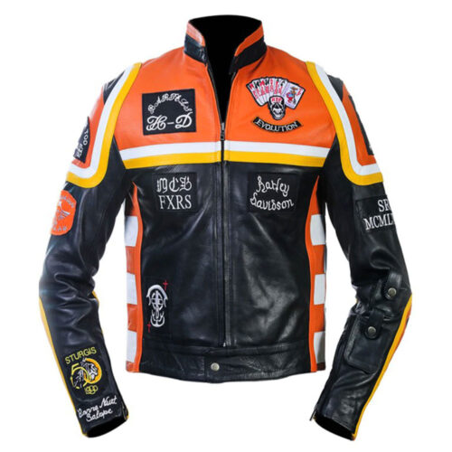 Harley Davidson Mickey Rourke Motorcycle Leather Jacket Fashion Collection Free Shipping
