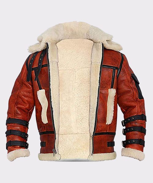 Sheepskin B6 Two Tone Shearling Leather Bomber Jacket Leather Bombers jackets Free Shipping