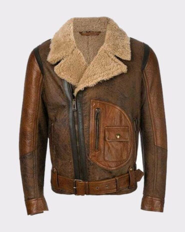 Flying Shearling Leather Bomber Jacket