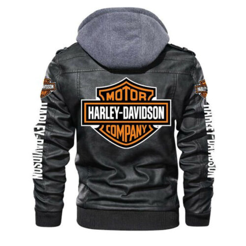 Harley Davidson Hooded Biker Leather Jacket Motorbike Jackets Free Shipping