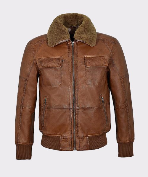 Men’s Air Force Fur Collar Shearling Leather Bomber Jacket Fashion Jackets Free Shipping