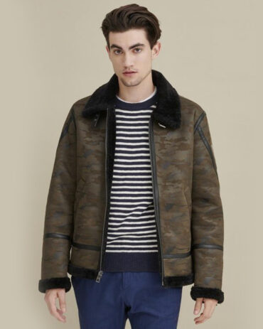 Shearling Leather Bomber Jacket