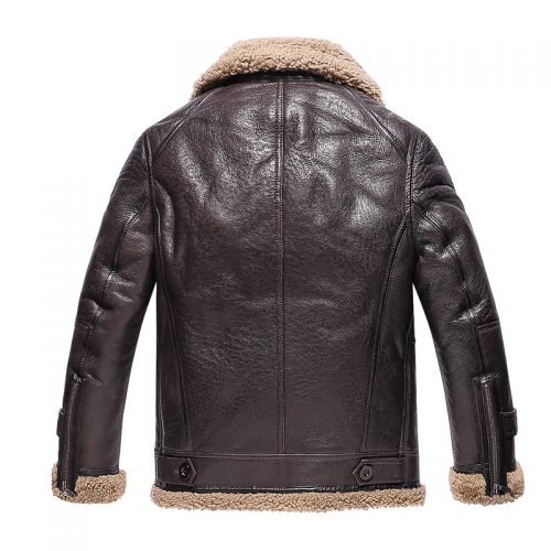 Men’s Leather Bomber Jacket with Shearling Fashion Collection Free Shipping