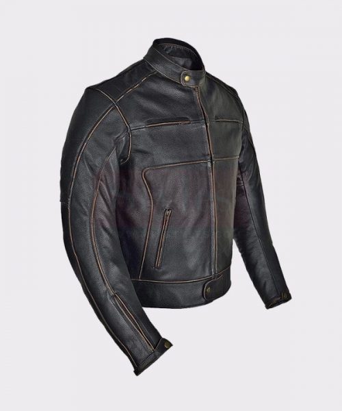 Men Motorbike Armor Leather Jacket Vintage Style Fashion Collection Free Shipping