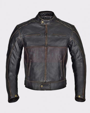 Men Motorbike Armor Leather Jacket Vintage Style