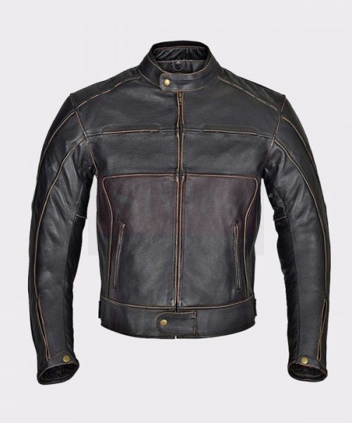 Men Motorbike Armor Leather Jacket Vintage Style Fashion Collection Free Shipping