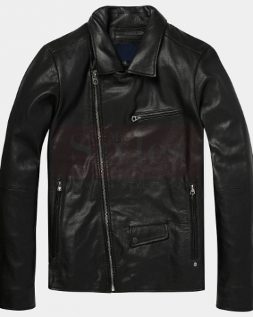 Black Leather Biker Jacket Mens