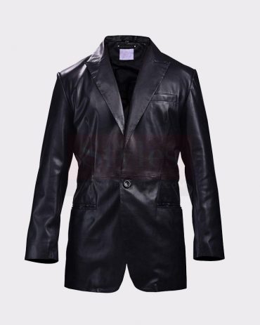 Classic Black Leather Bomber Jacket Men's