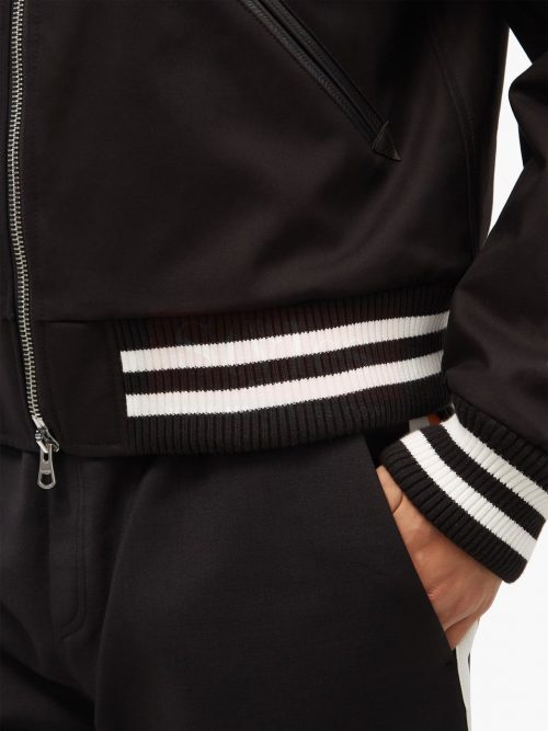 Epping embroidered cotton  leather varsity jacket Fashion Jackets Free Shipping