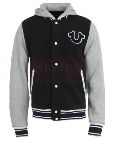 Hooded Varsity Black Jacket
