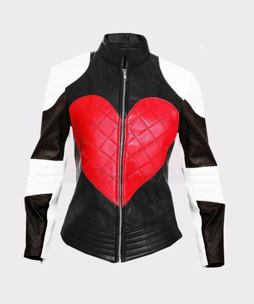 Ladies Beautiful Heart Leather Bomber Jacket Fashion Jackets Free Shipping
