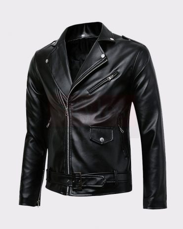 Bomber Jacket Leather Men's Classic Police Style Real Motorcycle