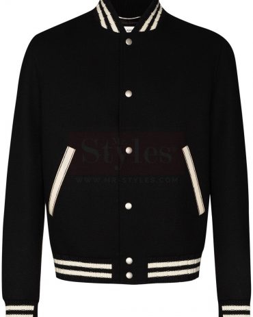 Saint Laurent logo-embroidered varsity jacket