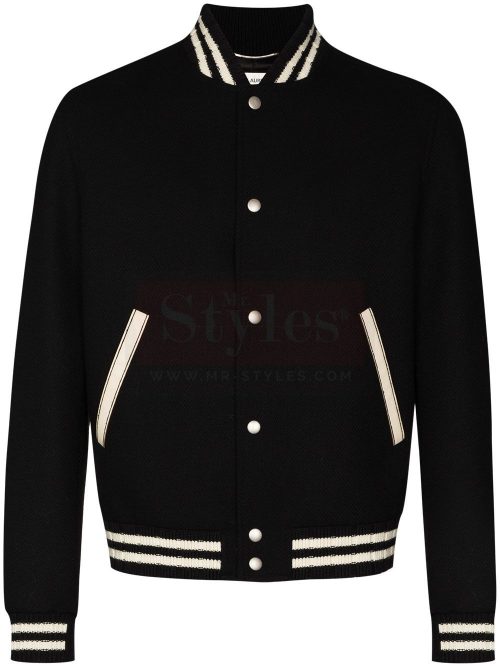 Saint Laurent logo-embroidered varsity jacket Fashion Jackets Free Shipping