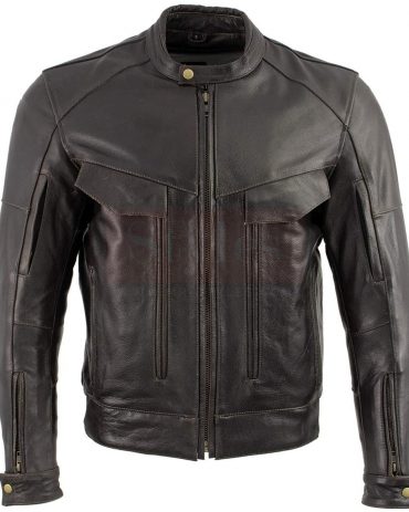 Xelement 'Bandit' Men's Retro Distressed Brown Leather Jacket with X-Armor Protection - Large