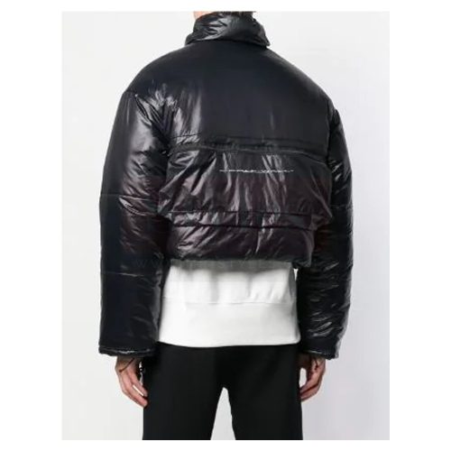Standing Collar Leather Puffer Jacket Puffer Jackets Free Shipping