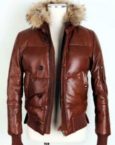 Detachable Hooded Leather Puffer Jacket Puffer Jackets Free Shipping