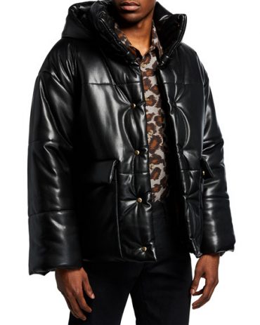 Men’s Hide Vegan-Genuine Leather Puffer Jacket Puffer Jackets Free Shipping