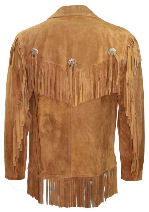 Cowboy Western Leather Coat Fringes Beads Western Jacket Free Shipping