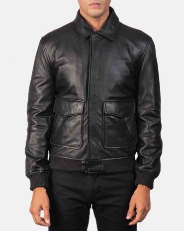 Coffman Real Leather Black Bomber Jacket Fashion Collection Free Shipping