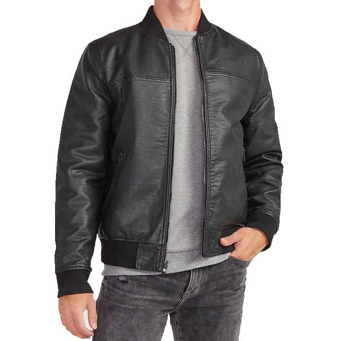 Black Leather Reversible Bomber Jacket - Free Shipping | Mr-Styles