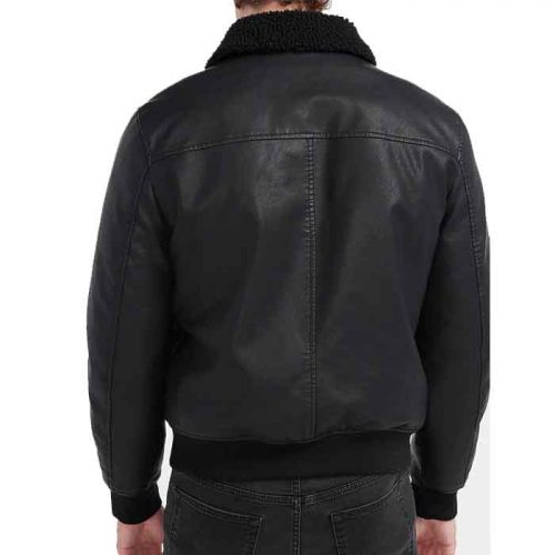 Men’s Sherpa Collar Vegan Leather Bomber Jacket Fashion Collection Free Shipping