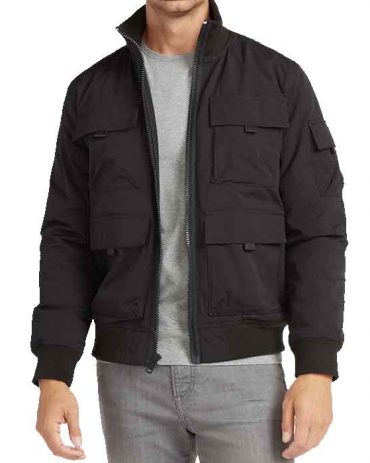 Men’s Black Water-Resistant Utility Bomber Jacket Fashion Collection Free Shipping