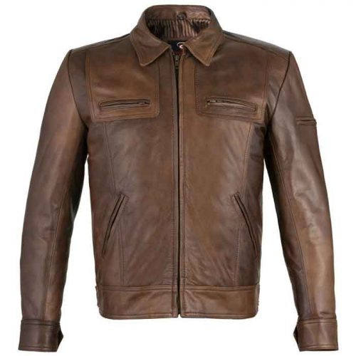 Brown Vintage Mens Fashion Leather Jacket Fashion Jackets Free Shipping