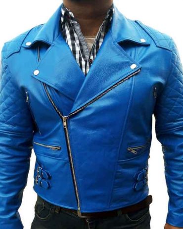 blue fashion leather jacket