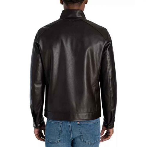 Men’s Real Perforated Leather Jacket Fashion Jackets Free Shipping