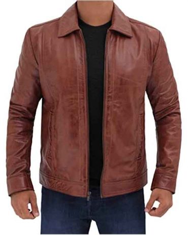 Mens Classic Asymmetrical Real Leather Motorcycle Jacket Fashion Jackets Free Shipping