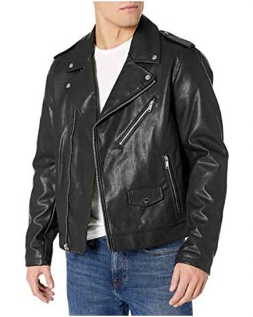 Mens Classic Asymmetrical Real Leather Motorcycle Jacket Fashion Jackets Free Shipping