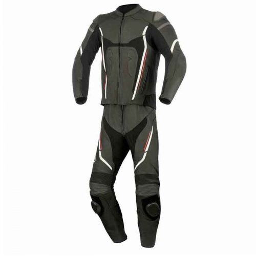 BLACK COWHIDE RACING MOTORCYCLE LEATHER SUIT MotoGp Collection Free Shipping