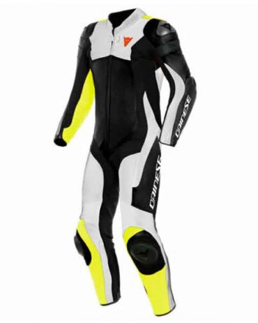 Yellow Black White Motorcycle Racing Leather Suit MotoGp Collection Free Shipping