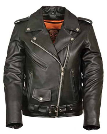 Ladies Leather Motorcycle Leather Jacket Plain Sides