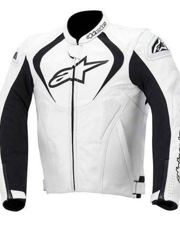Motorcycle Leather Jacket Alpinestars JAWS LEATHER JACKET White