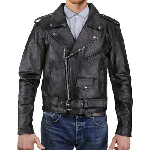 Mens Leather Motorcycle Jacket, Cowhide Leather Biker Jacket MotoGp Jackets Free Shipping