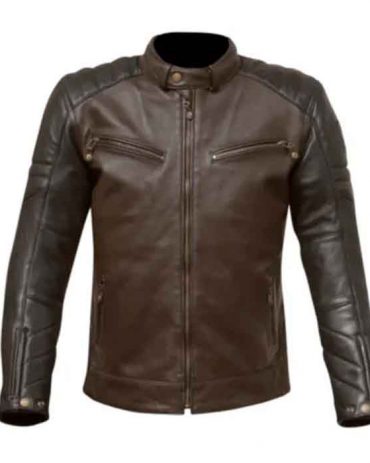 DARK BROWN MOTORCYCLE LEATHER MENS JACKET Motorcycle Collection Free Shipping