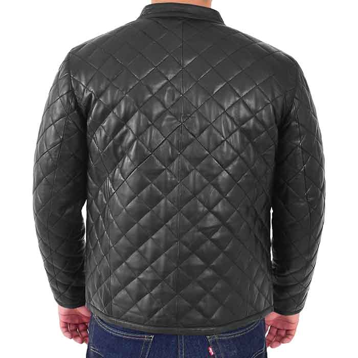Shop Black Stand Collar Leather Puffer Jacket - 15% Off | Mr-Styles