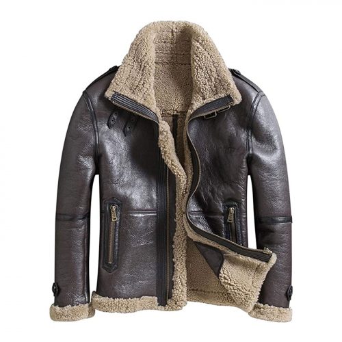 Men’s  Shearling Short Fur Jacket B3 Leather Jacket Free Shipping