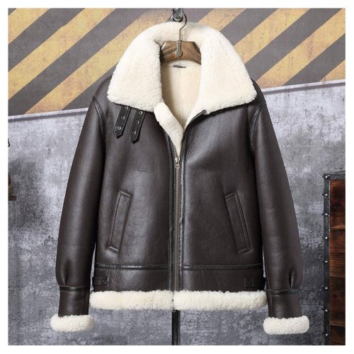 Classic shearling original leather jacket B3 Leather Jacket Free Shipping