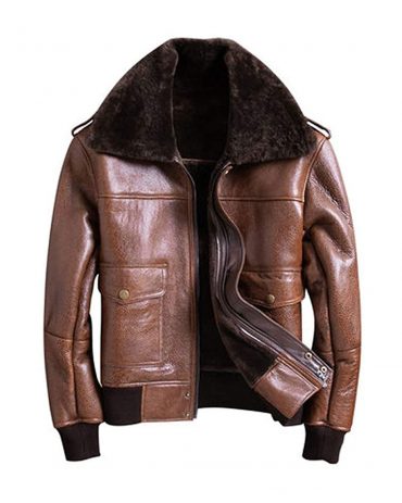 Brown Shearling Lined Leather Jacket Men’s B3 Leather Jacket Free Shipping