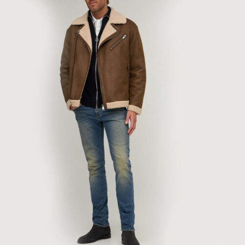 Armani Exchange Real Shearling Leather Jacket Fashion Jackets Free Shipping