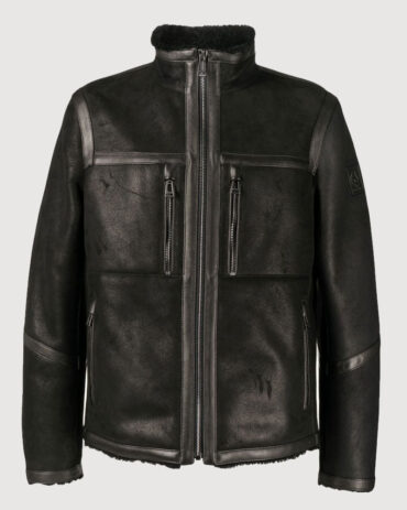 Belstaff Tundra Black Shearling Leather Jacket B3 Leather Jacket Free Shipping