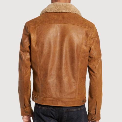 Genuine Sheepskin Collar Schott Leather Trucker Jacket Fashion Jackets Free Shipping