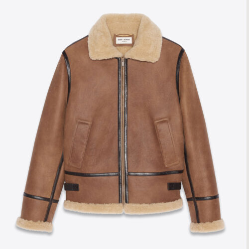Mens Aviator Saint Laurent Shearling Leather Jacket Fashion Jackets Free Shipping