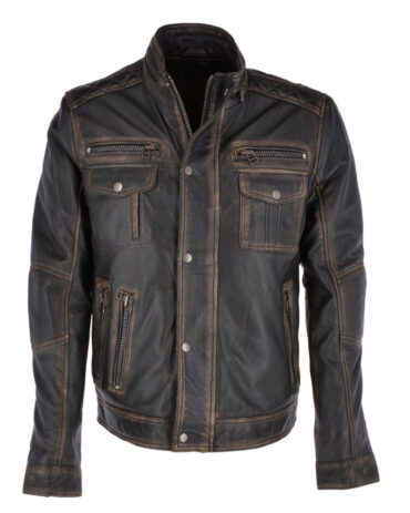 Biker Cafe Racer Men’s Leather Jacket Motorcycle Collection Free Shipping